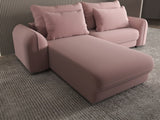 Colțar extensibil dumonde cu ladă de depozitare si sezut confortabil din spuma HR, Denver Royal Roz 275x185 cm Fabrica
