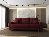 Canapea extensibilă dumonde cu ladă de depozitare si sezut confortabil din spuma HR, Kronos Enjoy Rosu 210x100 cm fabrica