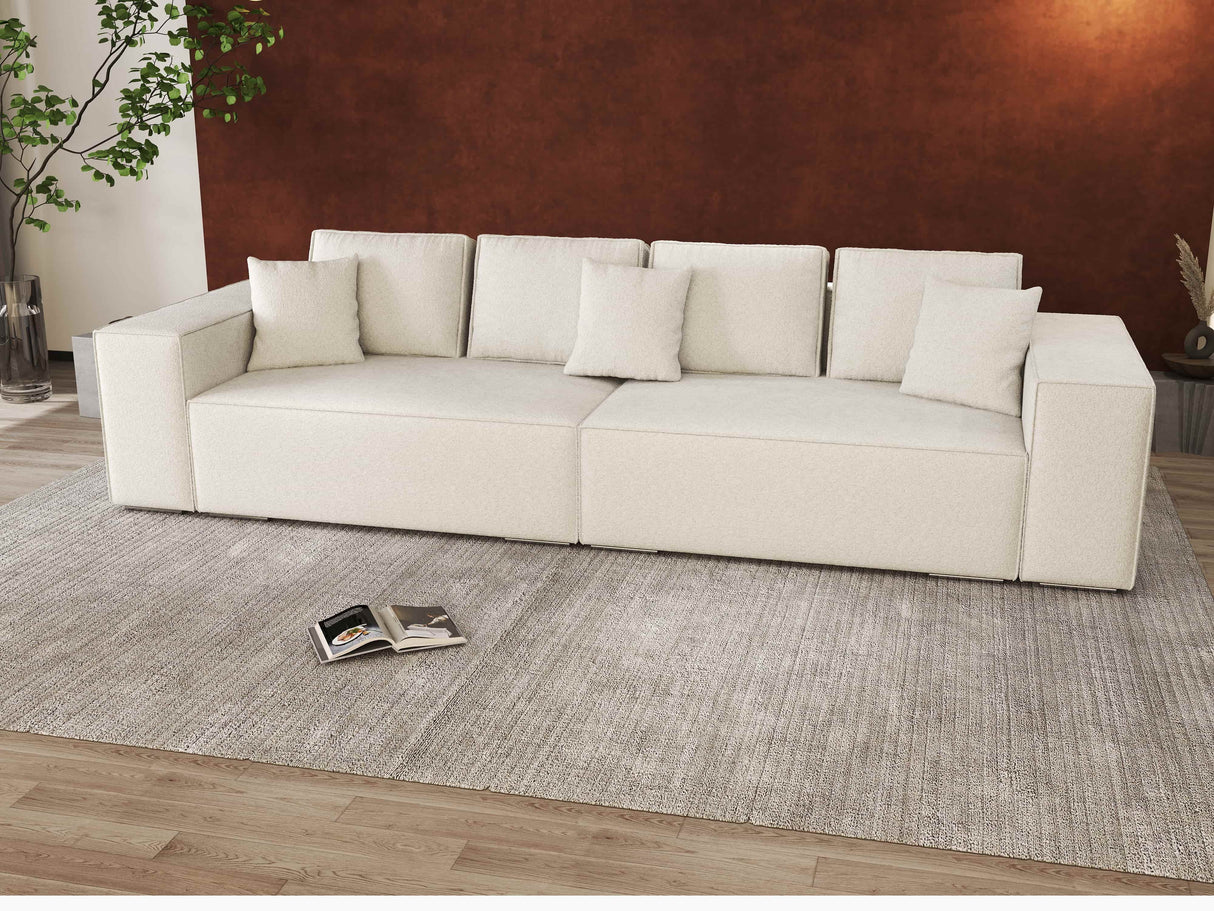 Canapea extensibilă dumonde cu ladă de depozitare si sezut confortabil din spuma HR, Dream Euphoria Alb 310x100 cm Fabrica