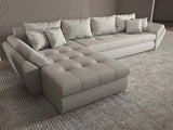 Colțar extensibil dumonde cu ladă de depozitare si sezut confortabil din spuma HR, Loana XL Enjoy Beige 335x185 cm Fabrica