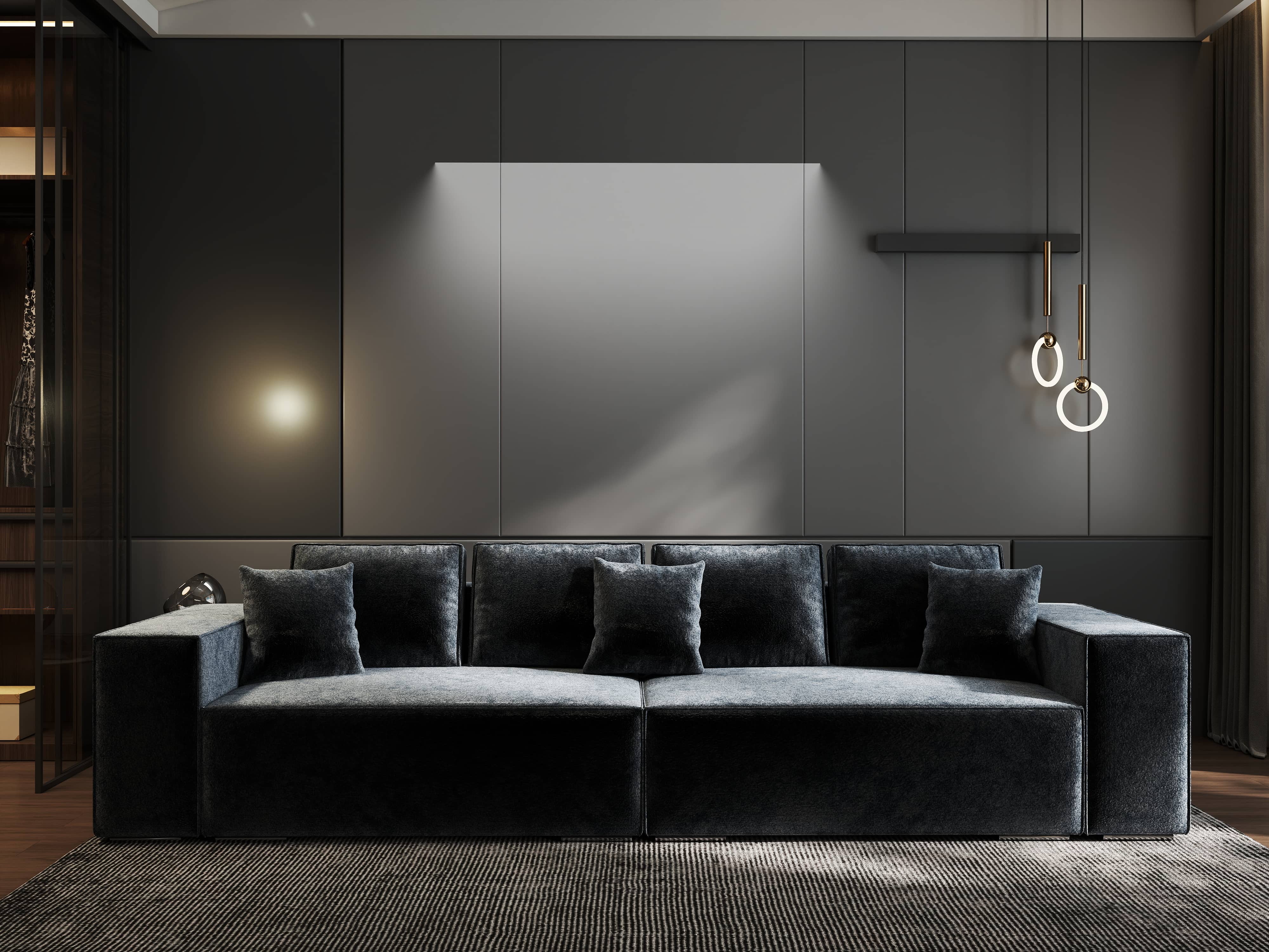 Canapea extensibilă dumonde cu ladă de depozitare si sezut confortabil din spuma HR, Dream Euphoria Grafit 310x100 cm Fabrica