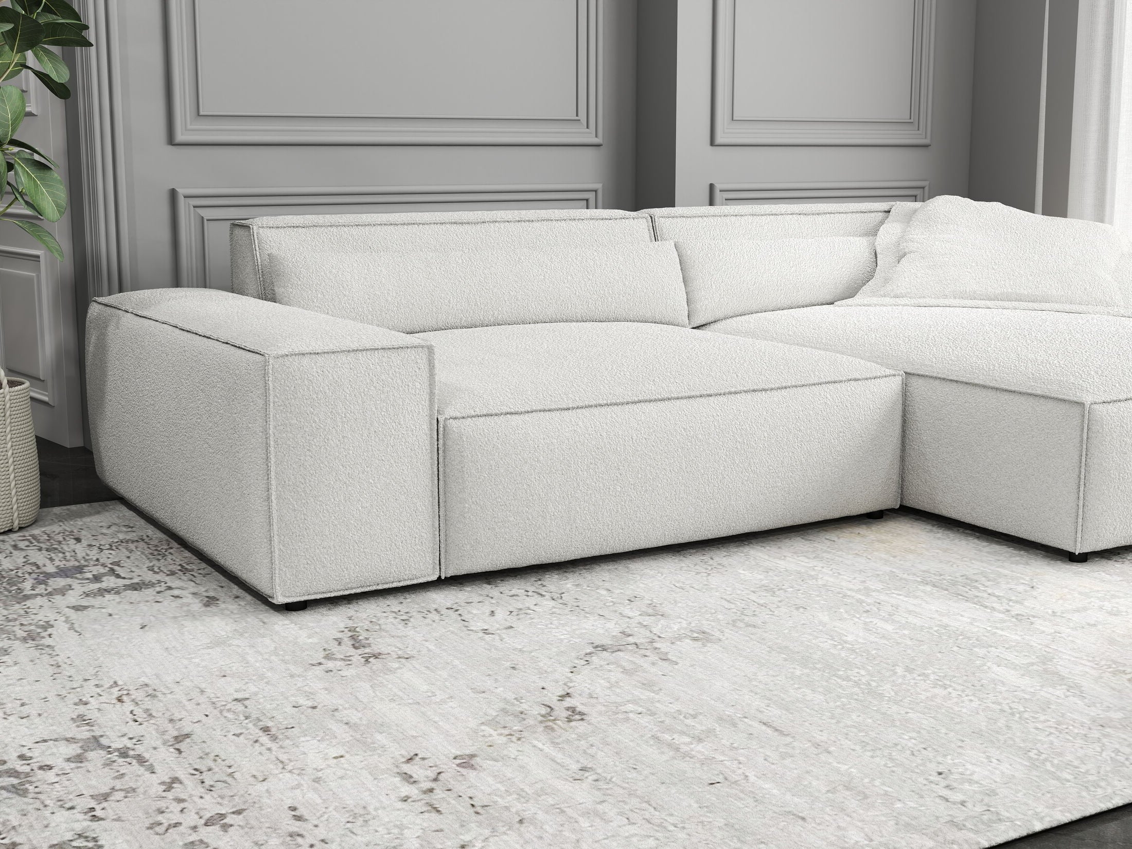 Colțar dumonde cu șezut confortabil din spumă HR, Marvelo Euphoria Alb 264x175 cm II