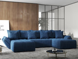 Colțar extensibil dumonde cu ladă de depozitare si sezut confortabil din spuma HR, Berlin U Zoom Bluemarin 380x180 cm Fabrica