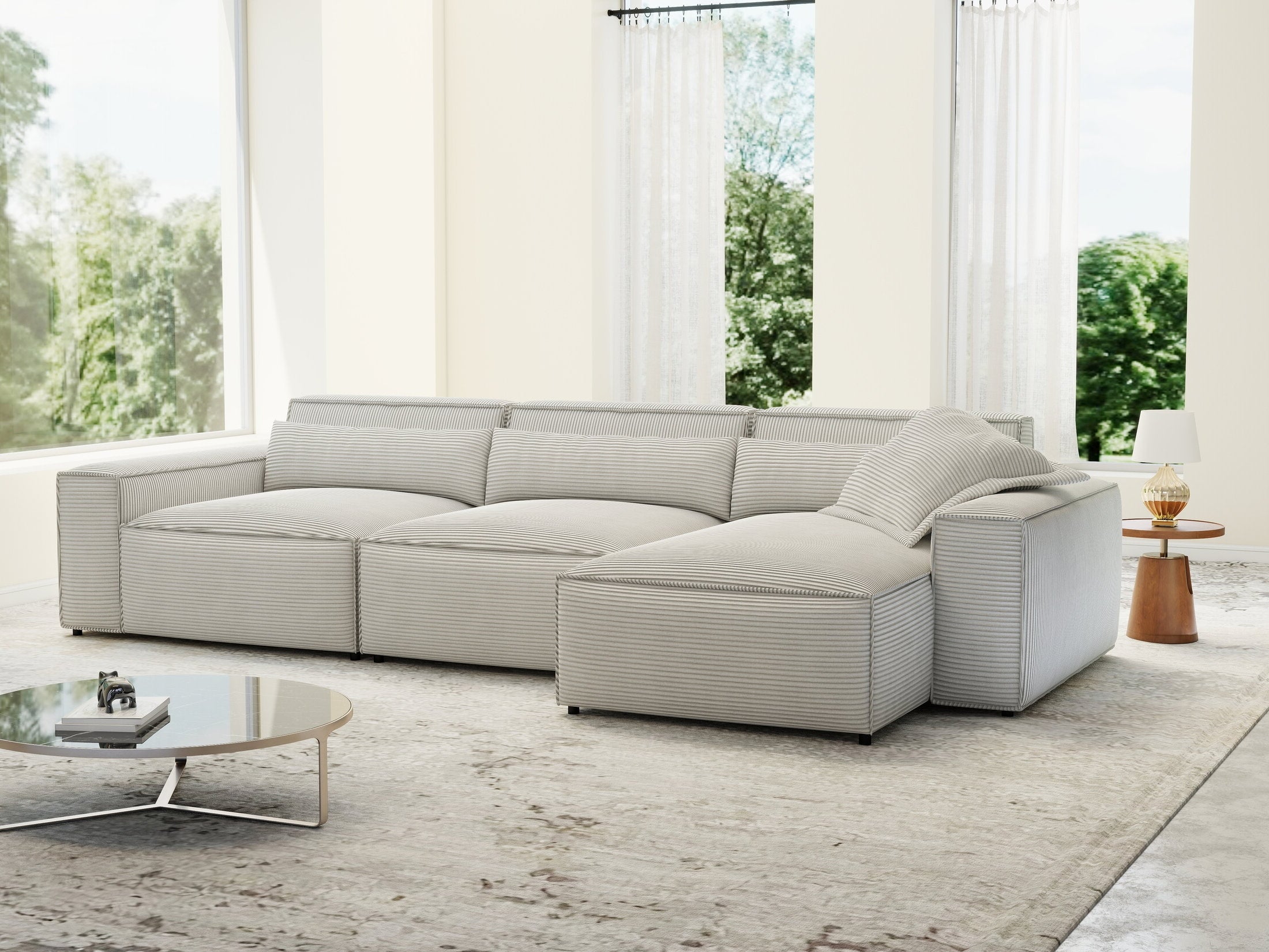 Colțar dumonde cu sezut confortabil din spuma HR, Marvelo XL Zoom Gri Mint 366x175 cm II