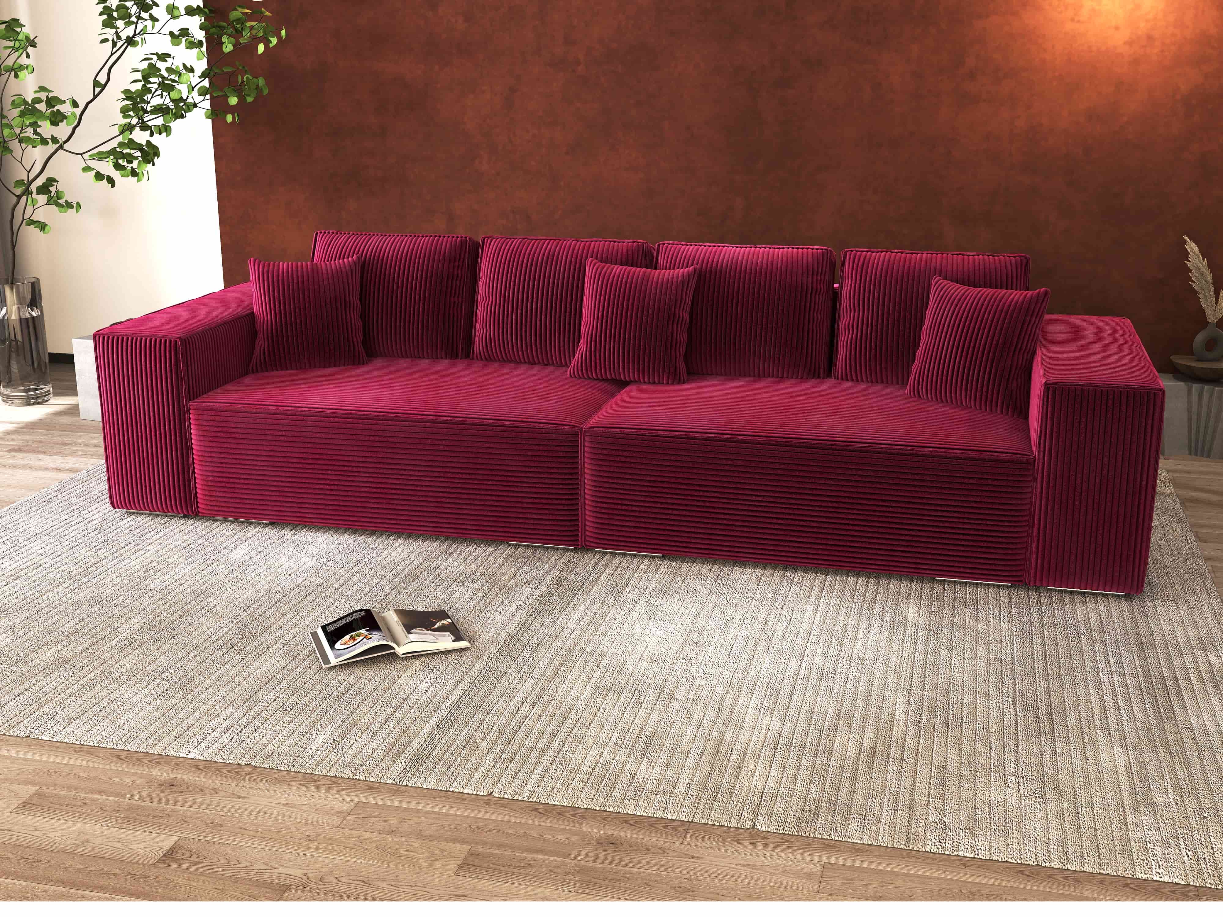 Canapea extensibilă dumonde cu ladă de depozitare si sezut confortabil din spuma HR, Dream Zoom Rosu 310x100 cm Fabrica