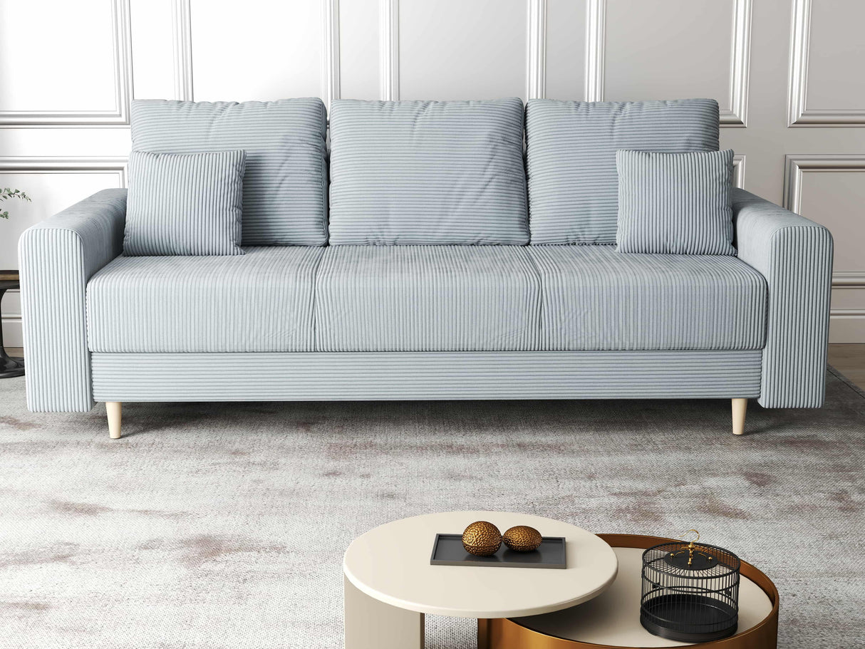 Canapea extensibilă dumonde cu ladă de depozitare si sezut confortabil din spuma HR, Kronos Zoom Gri Mint 210x100 cm fabrica