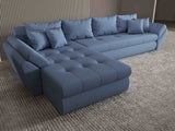 Colțar extensibil dumonde cu ladă de depozitare si sezut confortabil din spuma HR, Loana XL Enjoy Albastru 335x185 cm Fabrica