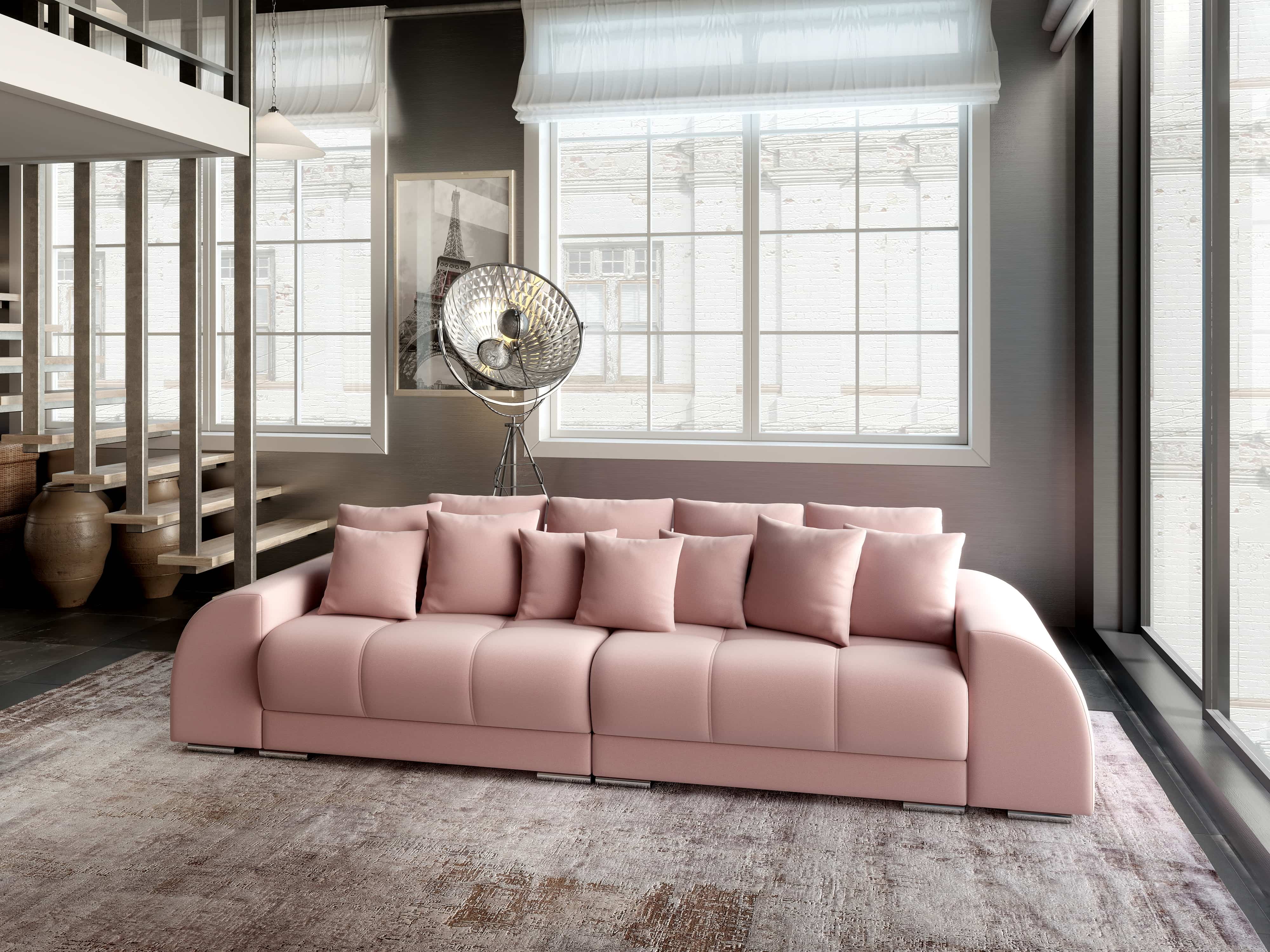 Canapea extensibilă dumonde cu 2 lăzi de depozitare si sezut confortabil din spuma HR, Verona Royal Pink 310x100 cm Fabrica