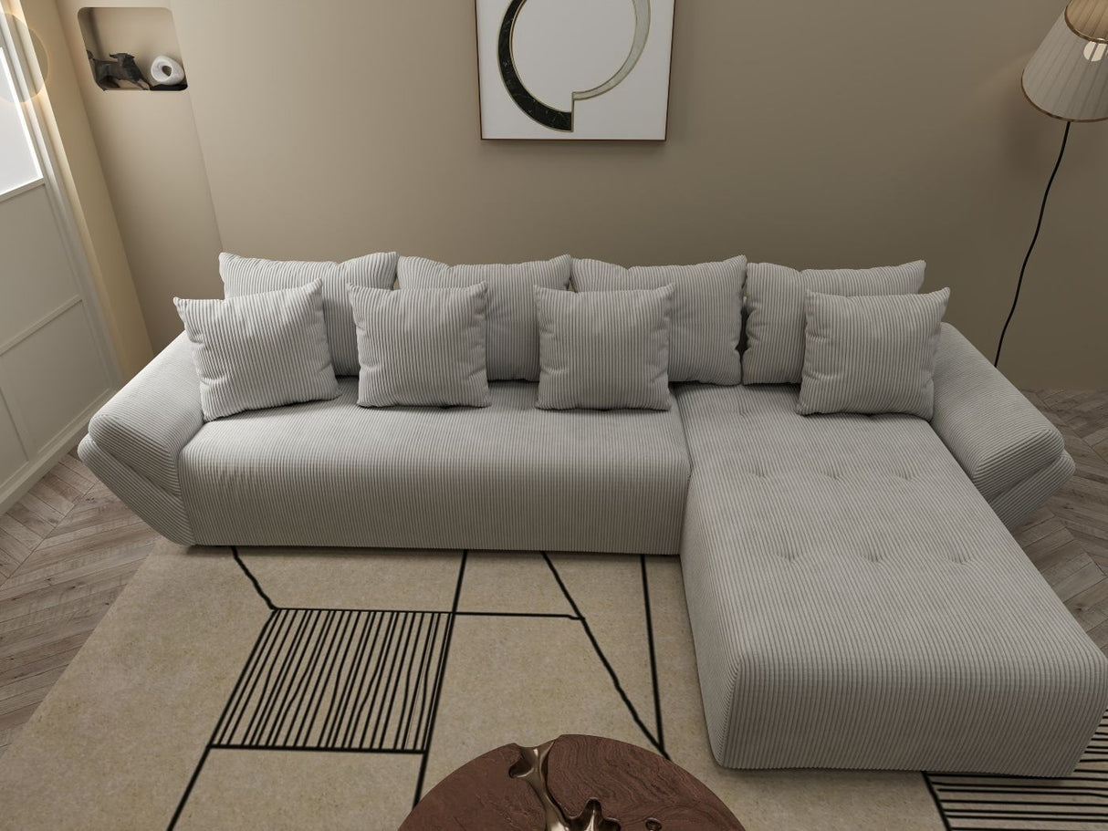 Colțar extensibil dumonde cu ladă de depozitare si sezut confortabil din spuma HR, Berlin XL Zoom Pearl 350x185 cm II