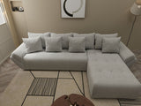 Colțar extensibil dumonde cu ladă de depozitare si sezut confortabil din spuma HR, Berlin XL Zoom Pearl 350x185 cm II