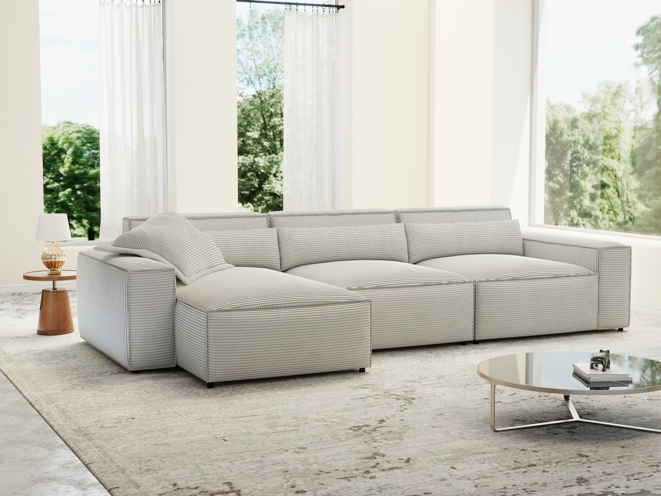 Colțar dumonde cu sezut confortabil din spuma HR, Marvelo XL Zoom Gri Mint 366x175 cm