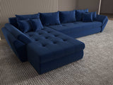 Colțar extensibil dumonde cu ladă de depozitare si sezut confortabil din spuma HR, Loana XL Royal Albastru 335x185 cm Fabrica