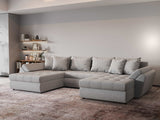 Colțar extensibil dumonde cu ladă de depozitare si sezut confortabil din spuma HR, Loana U Gri Euphoria 355x185 cm Fabrica