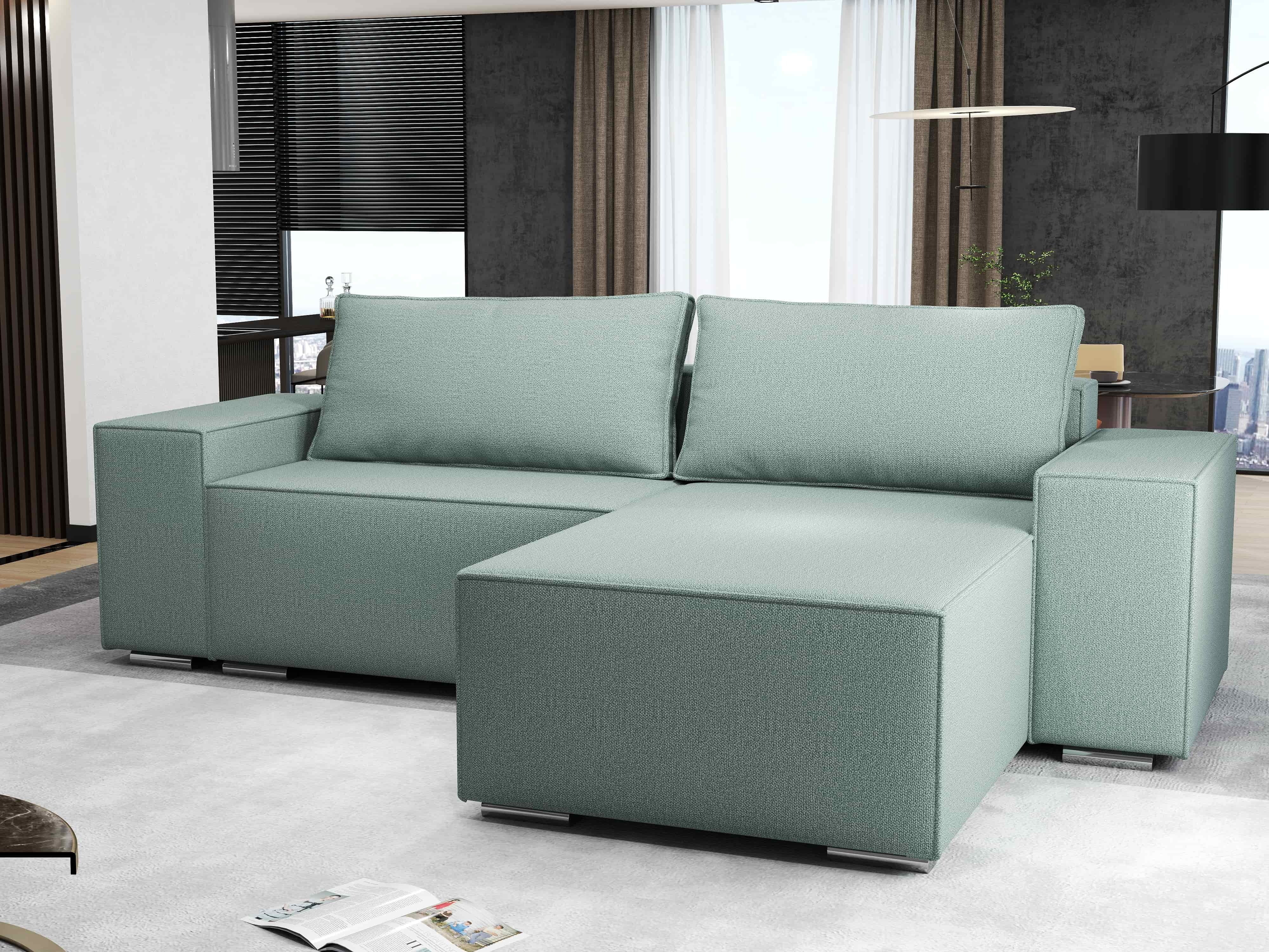 Colțar extensibil dumonde cu ladă de depozitare si sezut confortabil din spuma HR, Dream Enjoy Verde Mint 290x185 cm II Fabrica