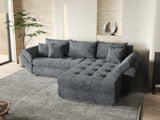 Colțar extensibil dumonde cu ladă de depozitare si sezut confortabil din spuma HR, Loana Euphoria Graphit II 275x185 cm Fabrica