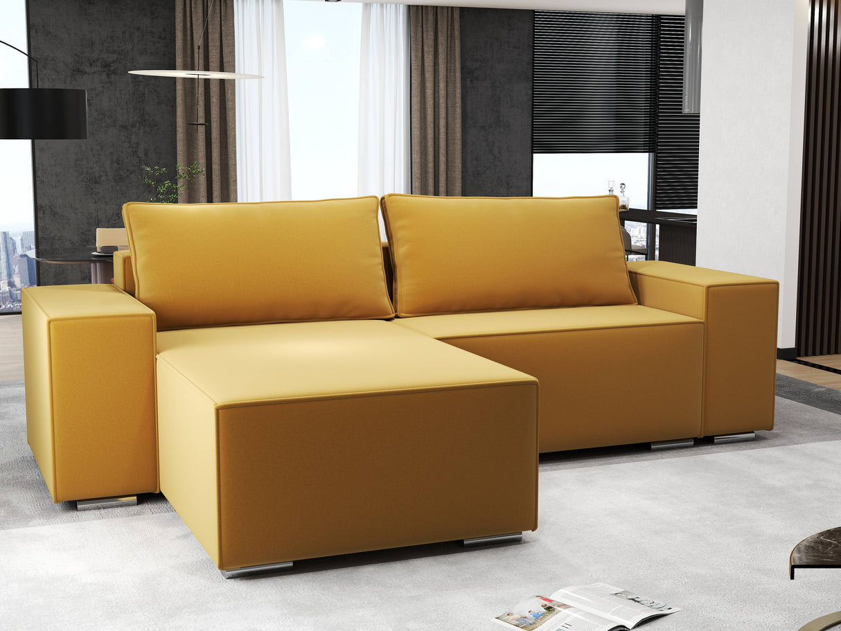 Colțar extensibil dumonde cu ladă de depozitare si sezut confortabil din spuma HR, Dream Royal Mustar 290x185 cm Fabrica