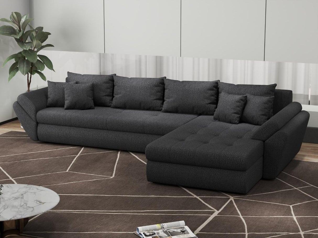 Colțar extensibil dumonde cu ladă de depozitare si sezut confortabil din spuma HR, Loana XL Enjoy Gri Grafit II 335x185 cm Fabrica