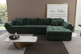 Colțar extensibil dumonde cu ladă de depozitare si sezut confortabil din spuma HR, Loana XL Euphoria Verde II 335x185 cm Fabrica