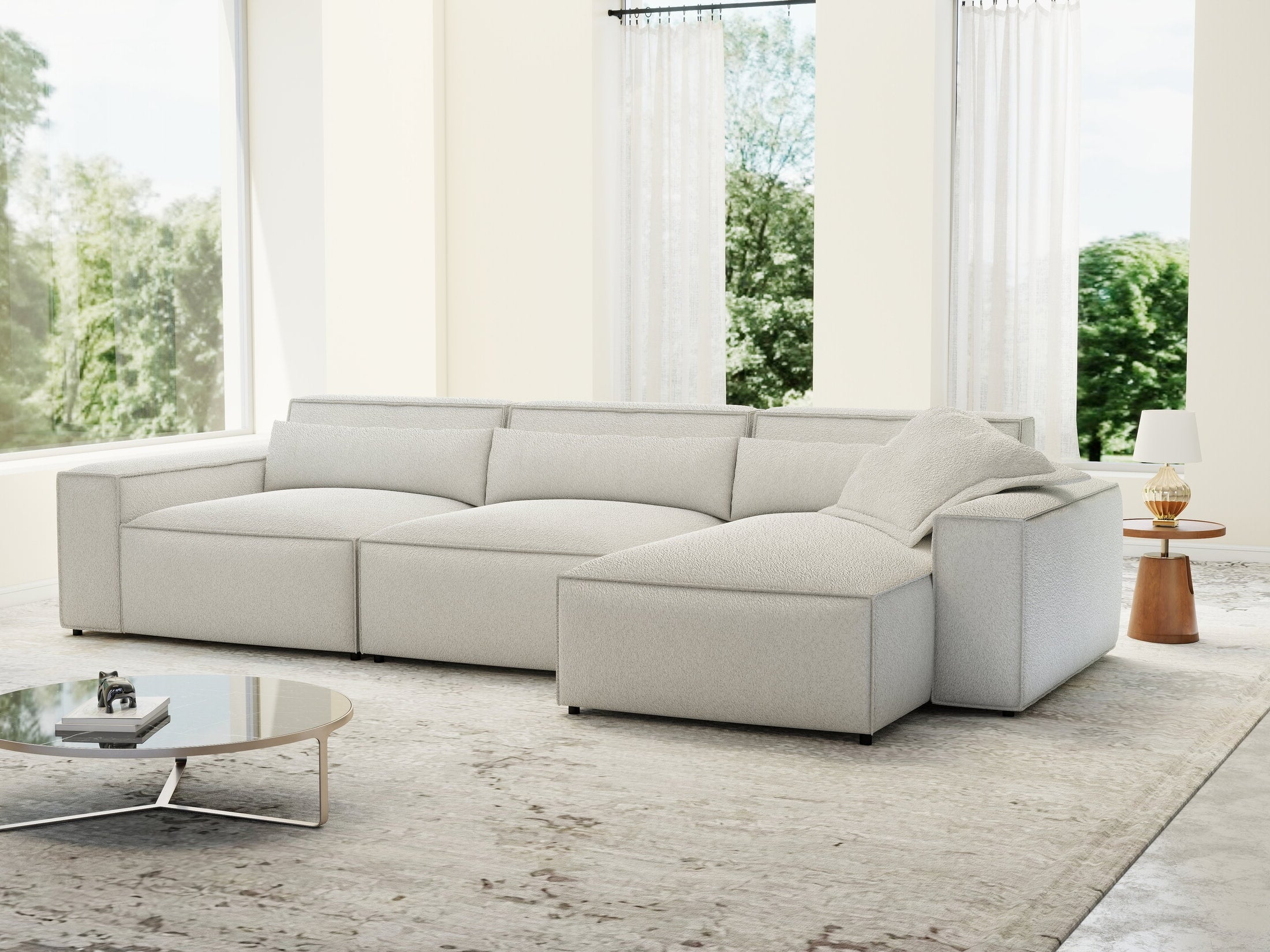 Colțar dumonde cu sezut confortabil din spuma HR, Marvelo XL Euphoria Alb 366x175 cm II