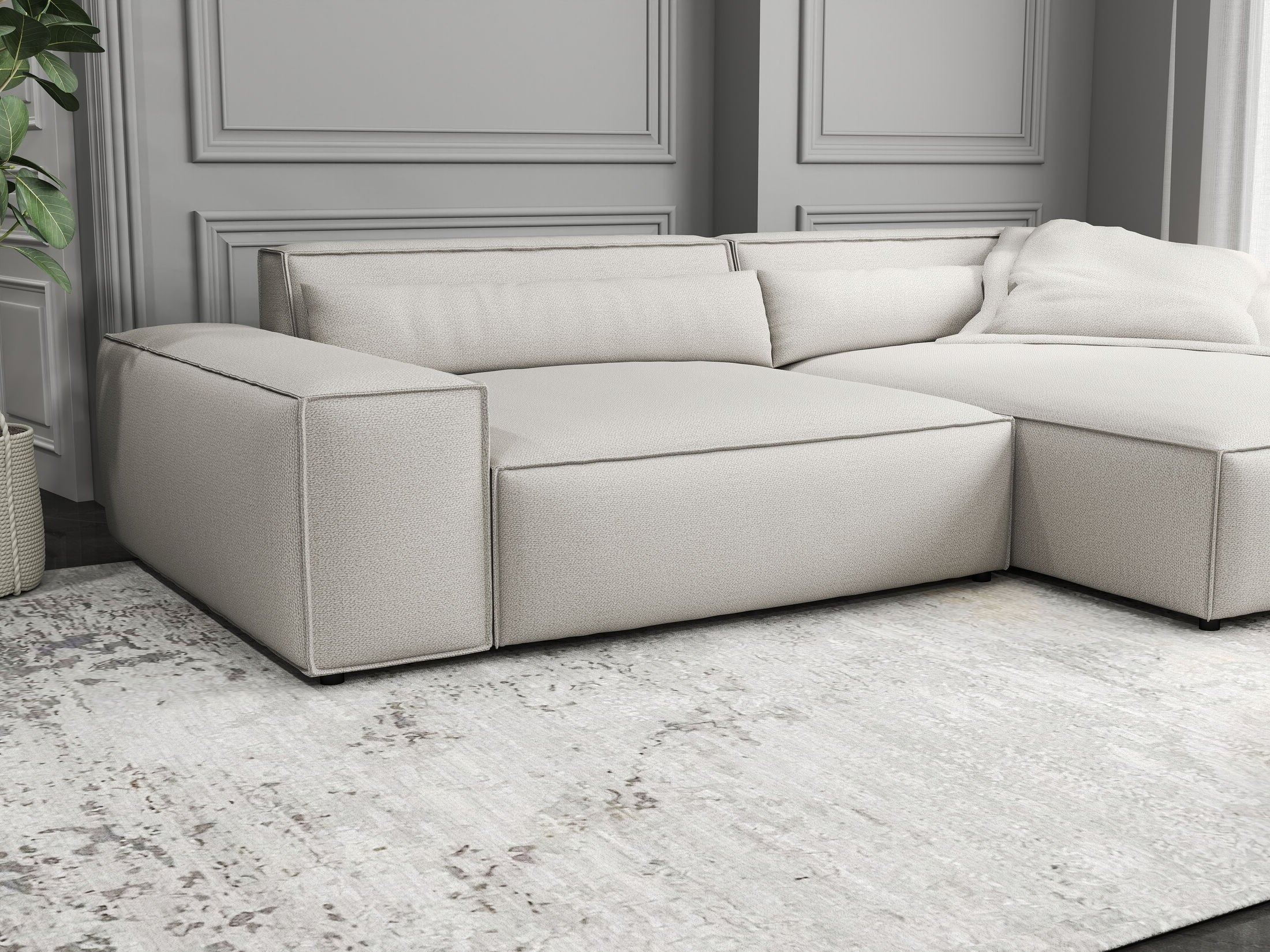 Colțar dumonde cu șezut confortabil din spumă HR, Marvelo Enjoy Bej 264x175 cm II