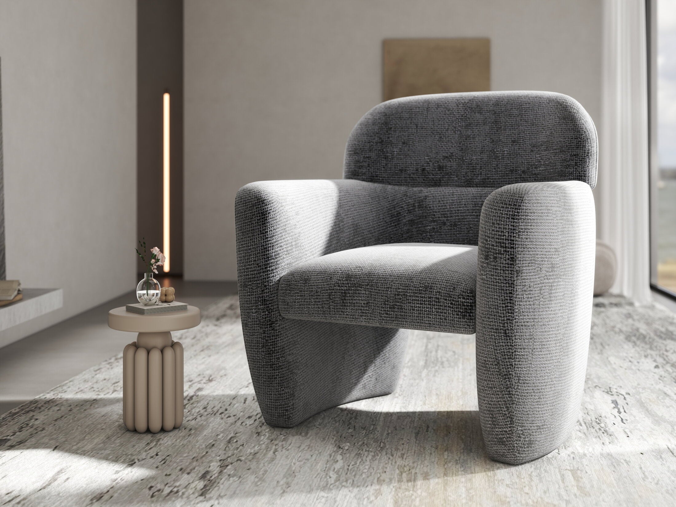 Fotoliu dumonde tapitat Gri modern Mirello 75x70cm