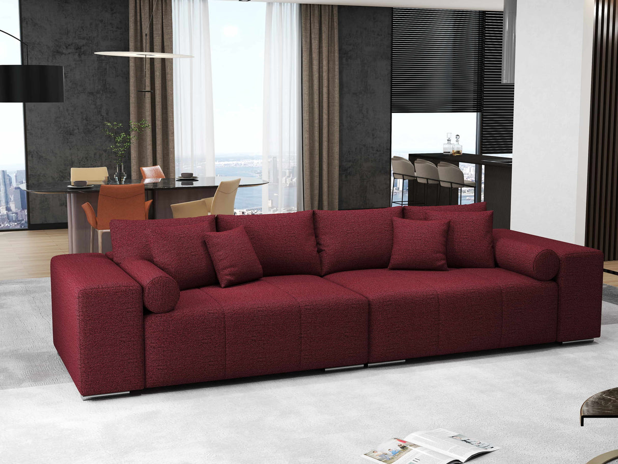 Canapea extensibilă dumonde cu ladă de depozitare si sezut confortabil din spuma HR, Marbela Enjoy Rosu XXL 295x100 cm fabrica