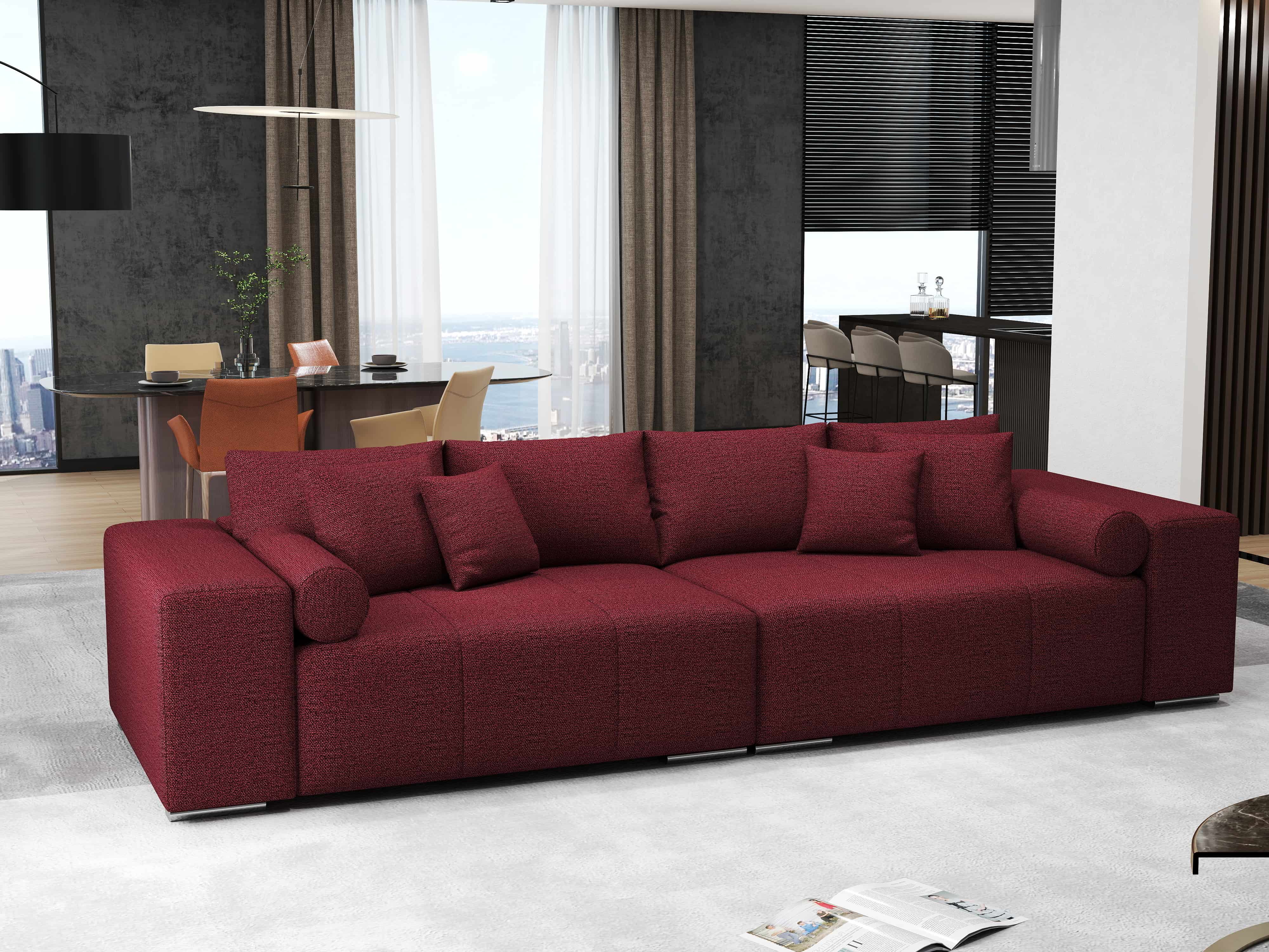 Canapea extensibilă dumonde cu ladă de depozitare si sezut confortabil din spuma HR, Marbela Enjoy Rosu XXL 295x100 cm fabrica