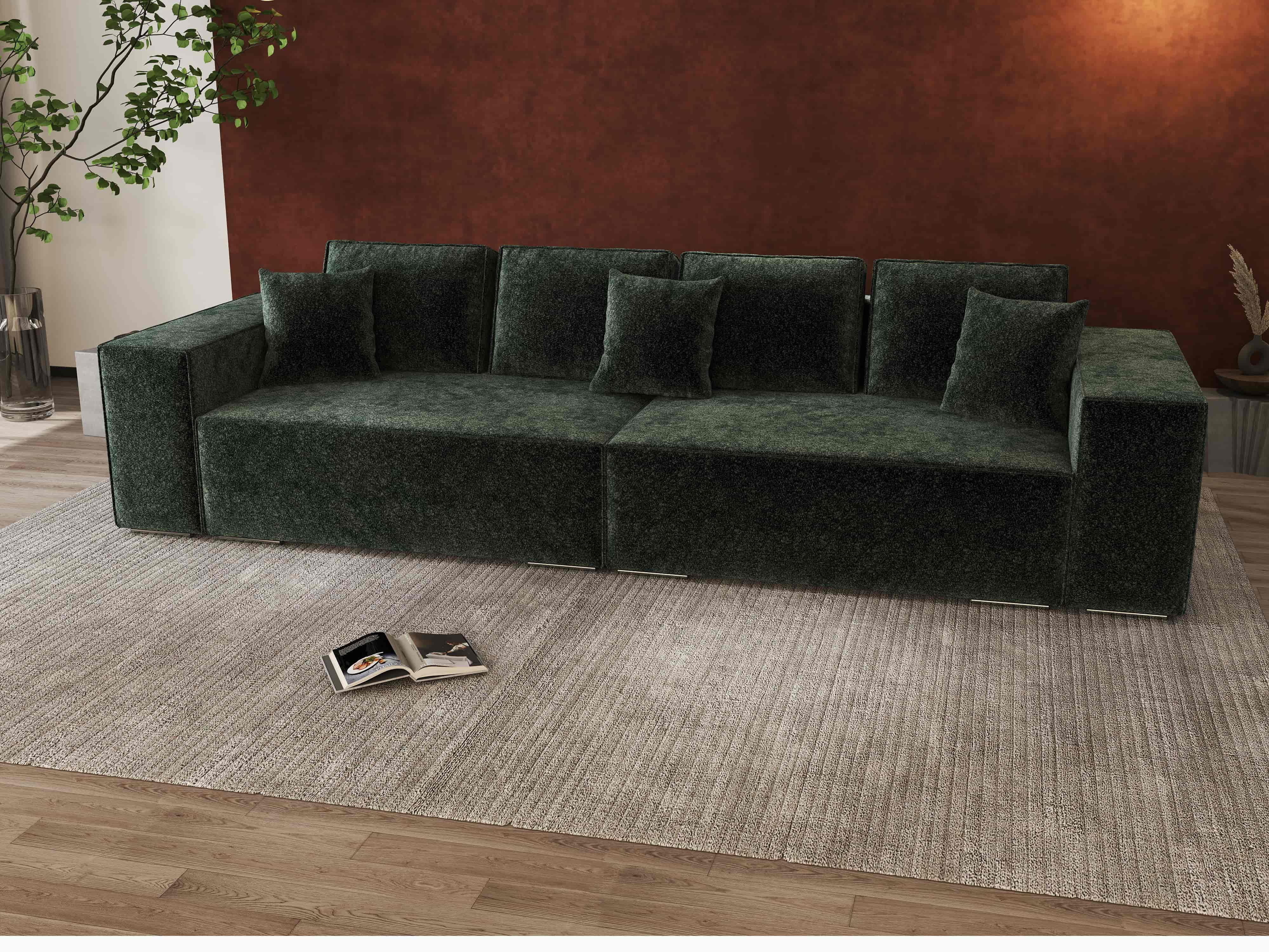 Canapea extensibilă dumonde cu ladă de depozitare si sezut confortabil din spuma HR, Dream Euphoria Verde 310x100 cm Fabrica