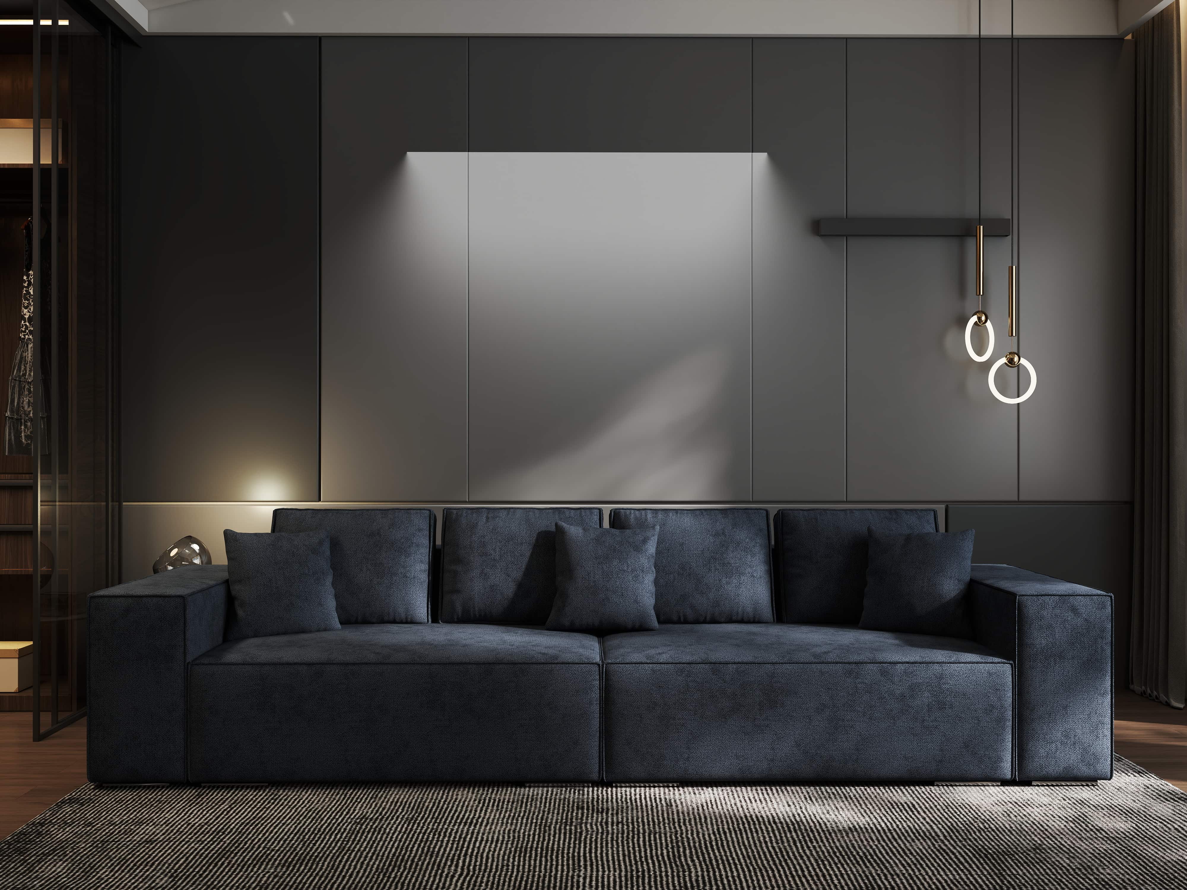 Canapea extensibilă dumonde cu ladă de depozitare si sezut confortabil din spuma HR, Dream Enjoy Antracit 310x100 cm Fabrica