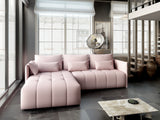 Colțar extensibil dumonde cu ladă de depozitare si sezut confortabil din spuma HR, Malta Rosa 235x185 cm Fabrica