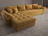 Colțar extensibil dumonde cu ladă de depozitare si sezut confortabil din spuma HR, Loana XL Royal Mustar 335x185 cm Fabrica