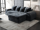 Colțar extensibil dumonde cu ladă de depozitare si sezut confortabil din spuma HR, Verona Euphoria Gri Grafit II 290x185 cm Fabrica