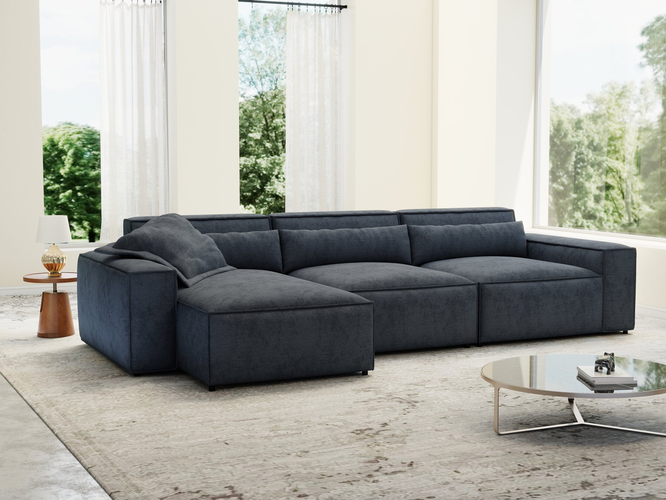 Colțar dumonde cu sezut confortabil din spuma HR, Marvelo XL Enjoy Antracit 366x175 cm