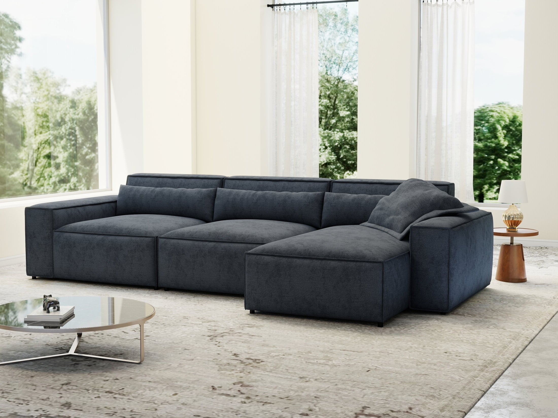 Colțar dumonde cu sezut confortabil din spuma HR, Marvelo XL Enjoy Antracit 366x175 cm II