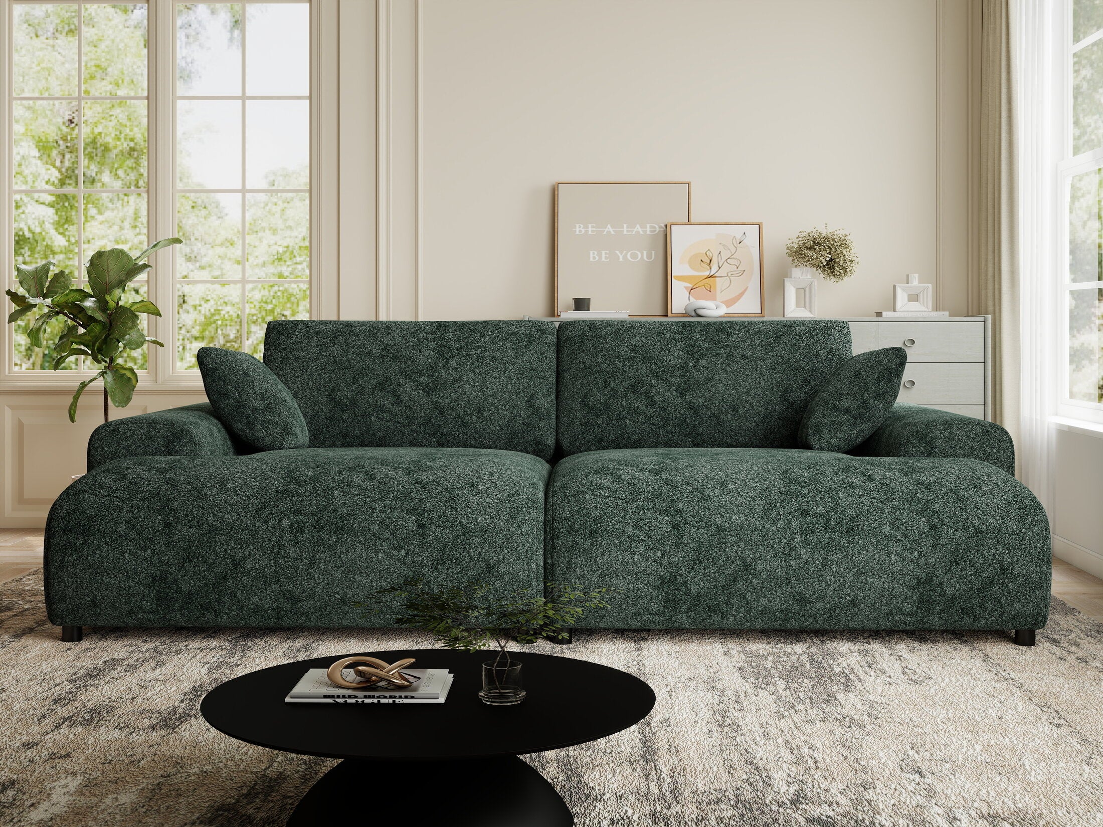 Canapea dumonde cu sezut confortabil din spuma HR, Hudson Euphoria Verde 237x144 cm
