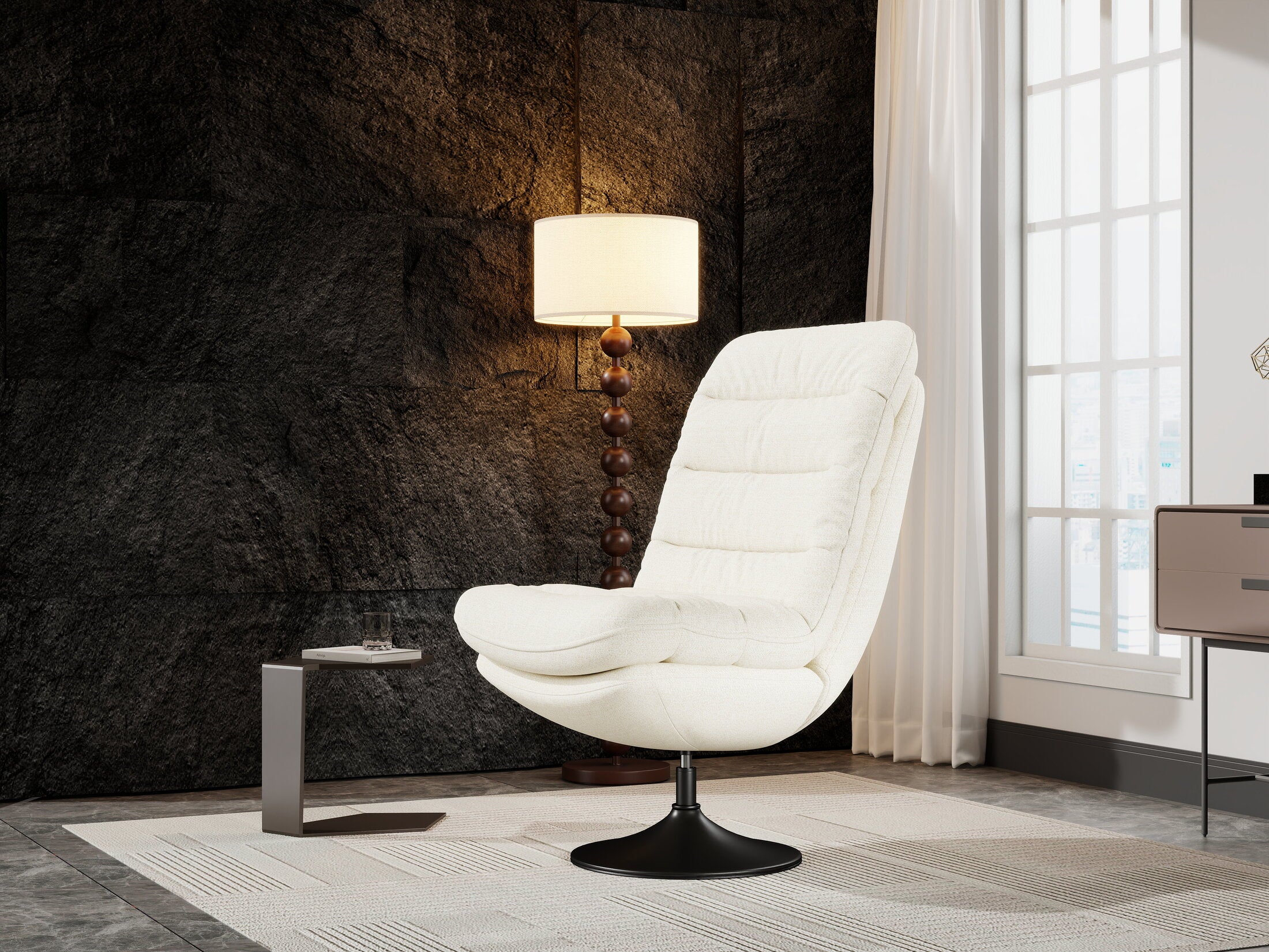 Fotoliu dumonde tapitat Bej modern Cortéz 77x83cm