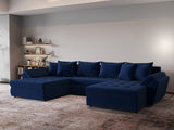 Colțar extensibil dumonde cu ladă de depozitare si sezut confortabil din spuma HR, Loana Royal Albastru U 355x185 cm Fabrica