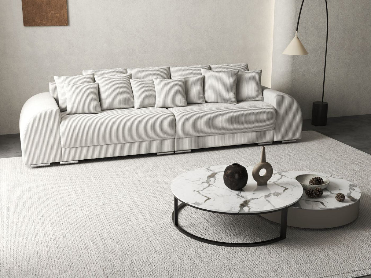 Canapea extensibilă dumonde cu 2 lăzi de depozitare si sezut confortabil din spuma HR, Verona Zoom Light Grey 310x100 cm Fabrica