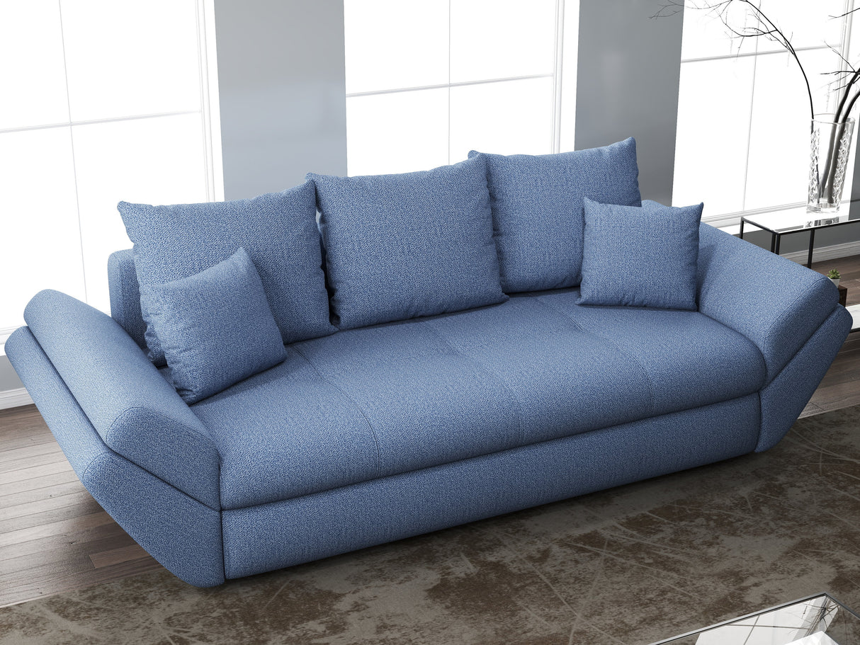 Canapea extensibilă dumonde cu ladă de depozitare si sezut confortabil din spuma HR, Loana Blue 250x100 cm Fabrica