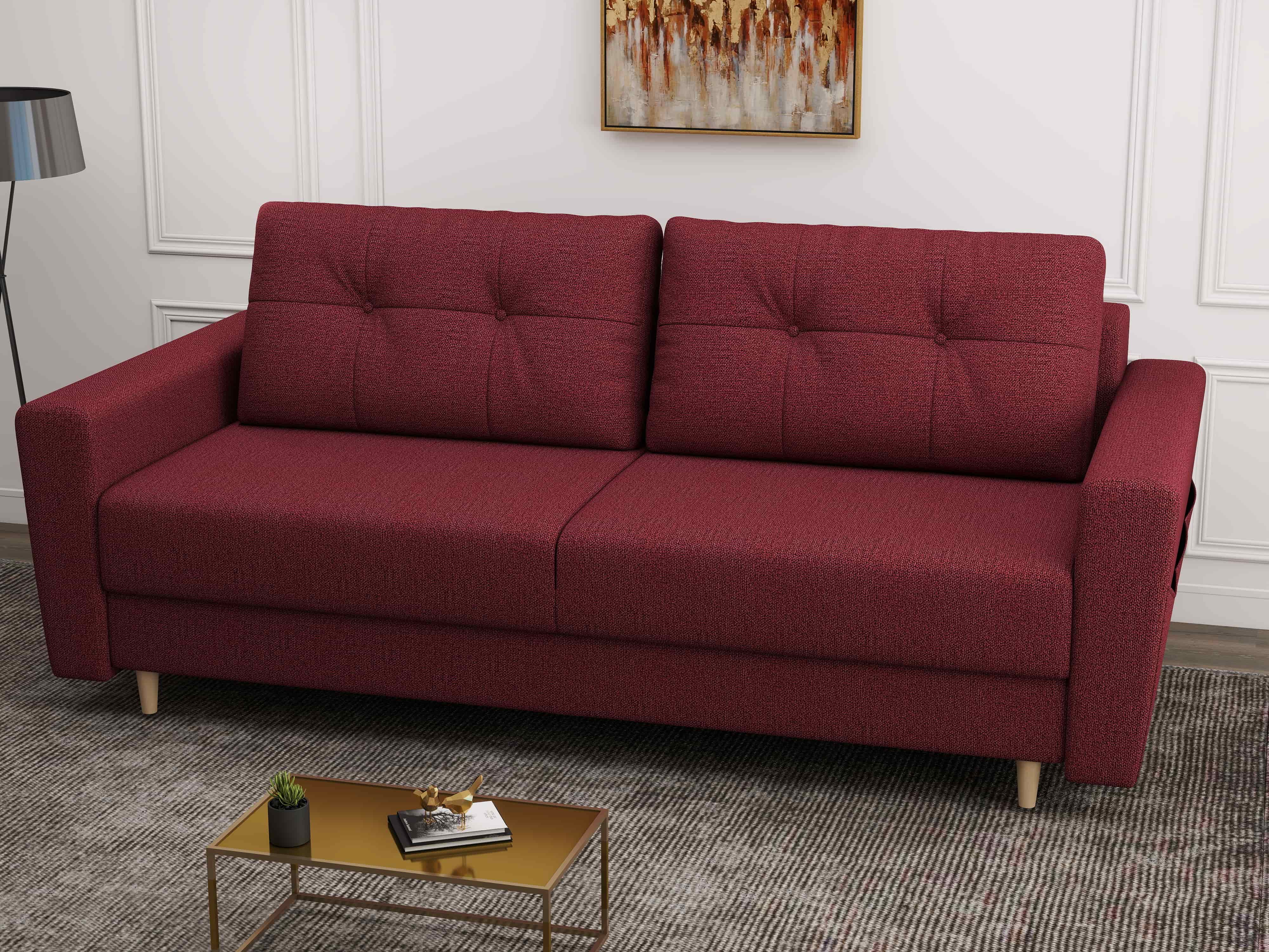 Canapea extensibilă dumonde cu ladă de depozitare si sezut confortabil din spuma HR, Summer Enjoy Rosu 225x100 cm