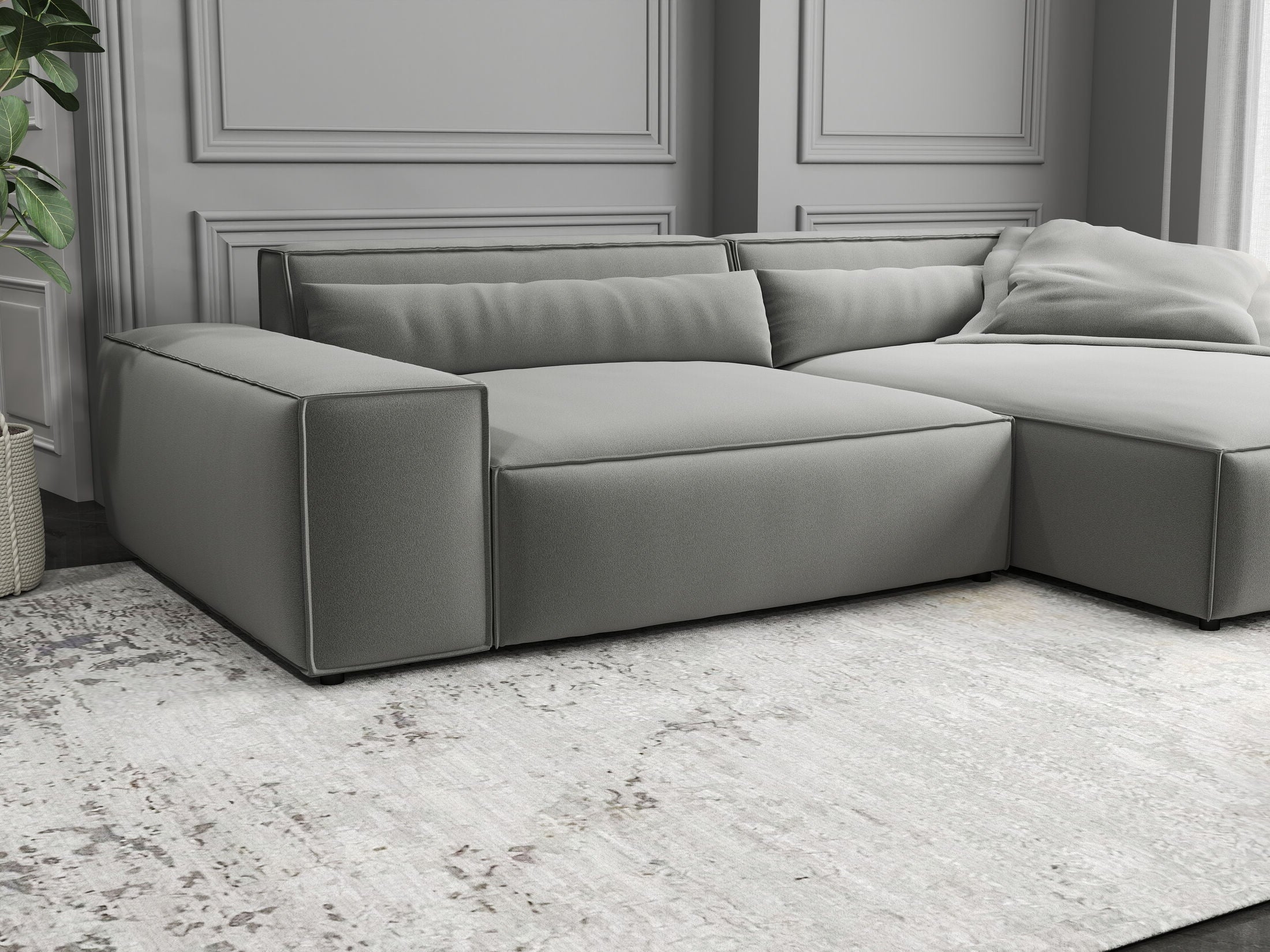 Colțar dumonde cu șezut confortabil din spumă HR, Marvelo Royal Gri 264x175 cm II