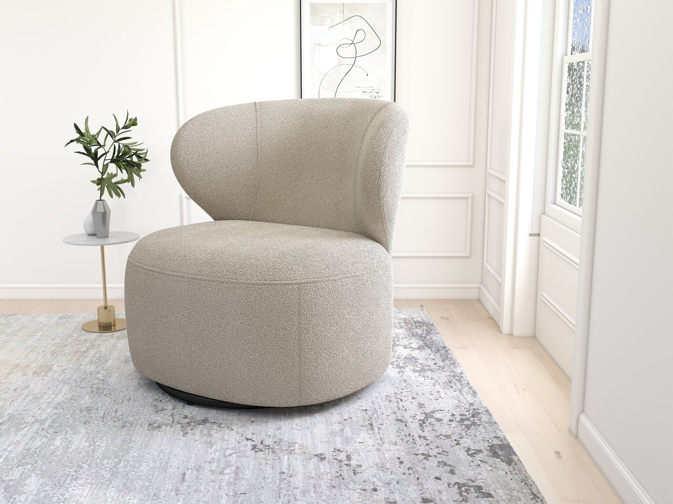 Fotoliu dumonde tapitat Bej modern Monza 73x76cm