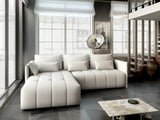 Colțar extensibil dumonde cu ladă de depozitare si sezut confortabil din spuma HR, Malta Beige 235x185 cm Fabrica