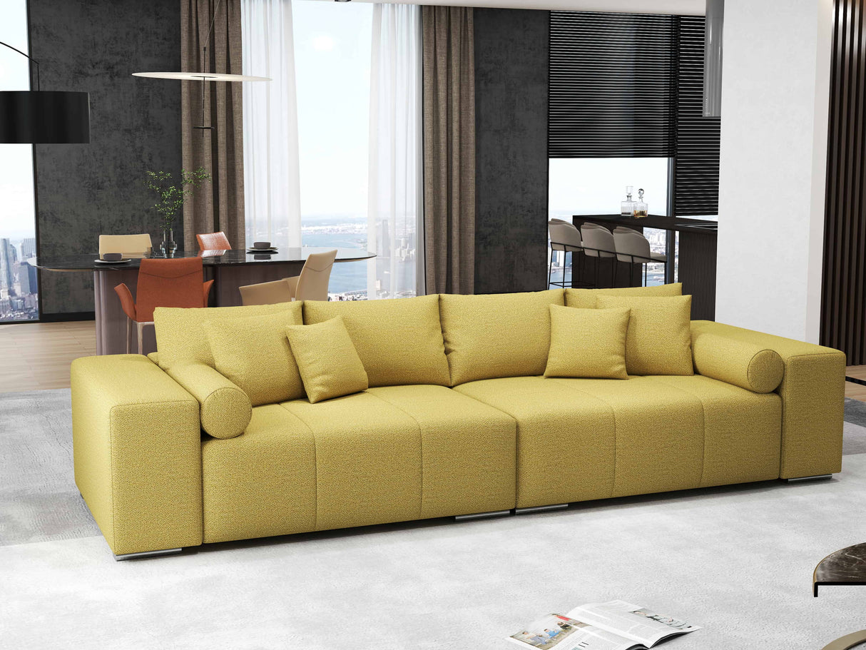 Canapea extensibilă dumonde cu ladă de depozitare si sezut confortabil din spuma HR, Marbela Enjoy Melon XXL 295x100 cm fabrica