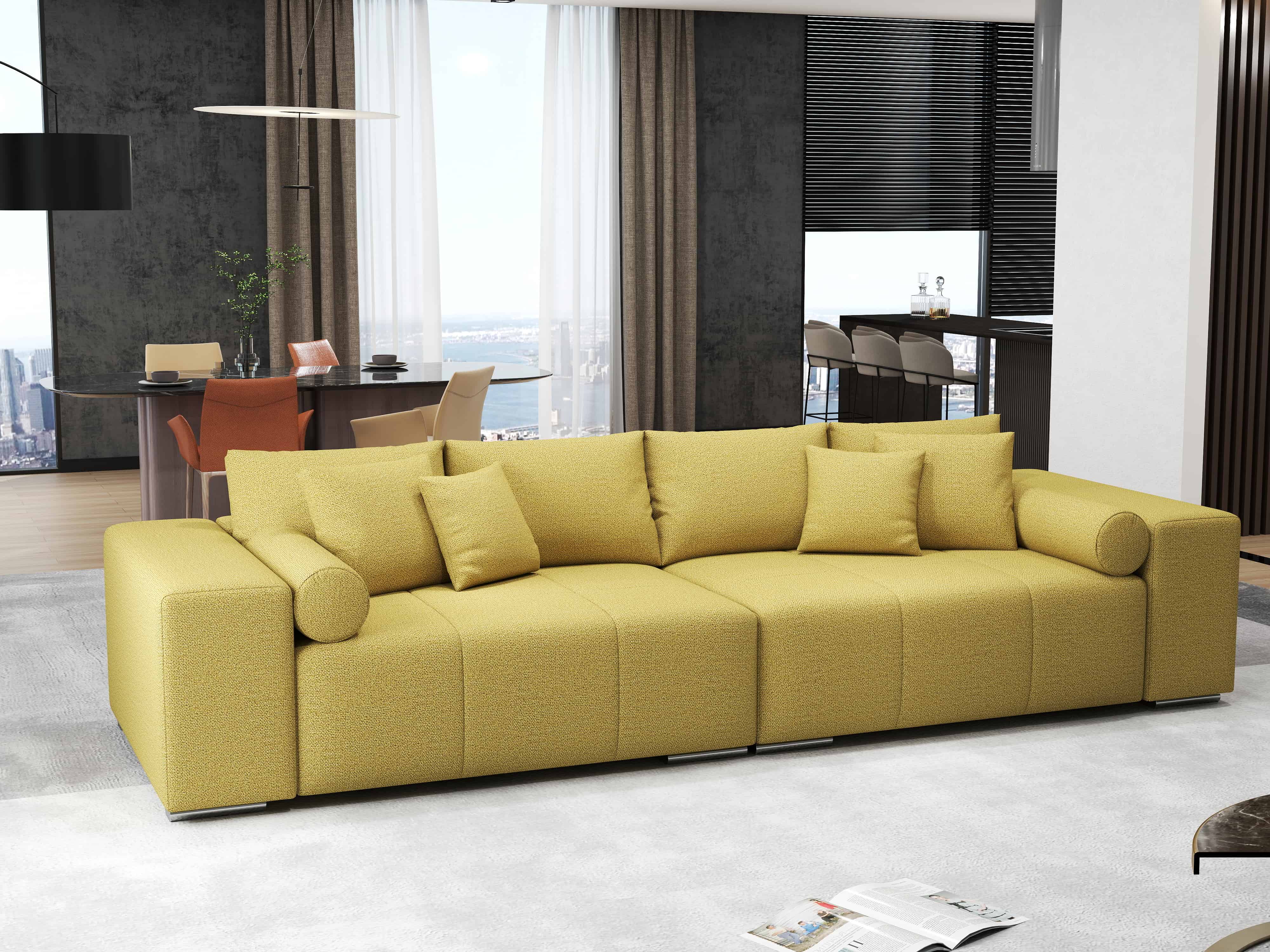 Canapea extensibilă dumonde cu ladă de depozitare si sezut confortabil din spuma HR, Marbela Enjoy Melon XXL 295x100 cm fabrica