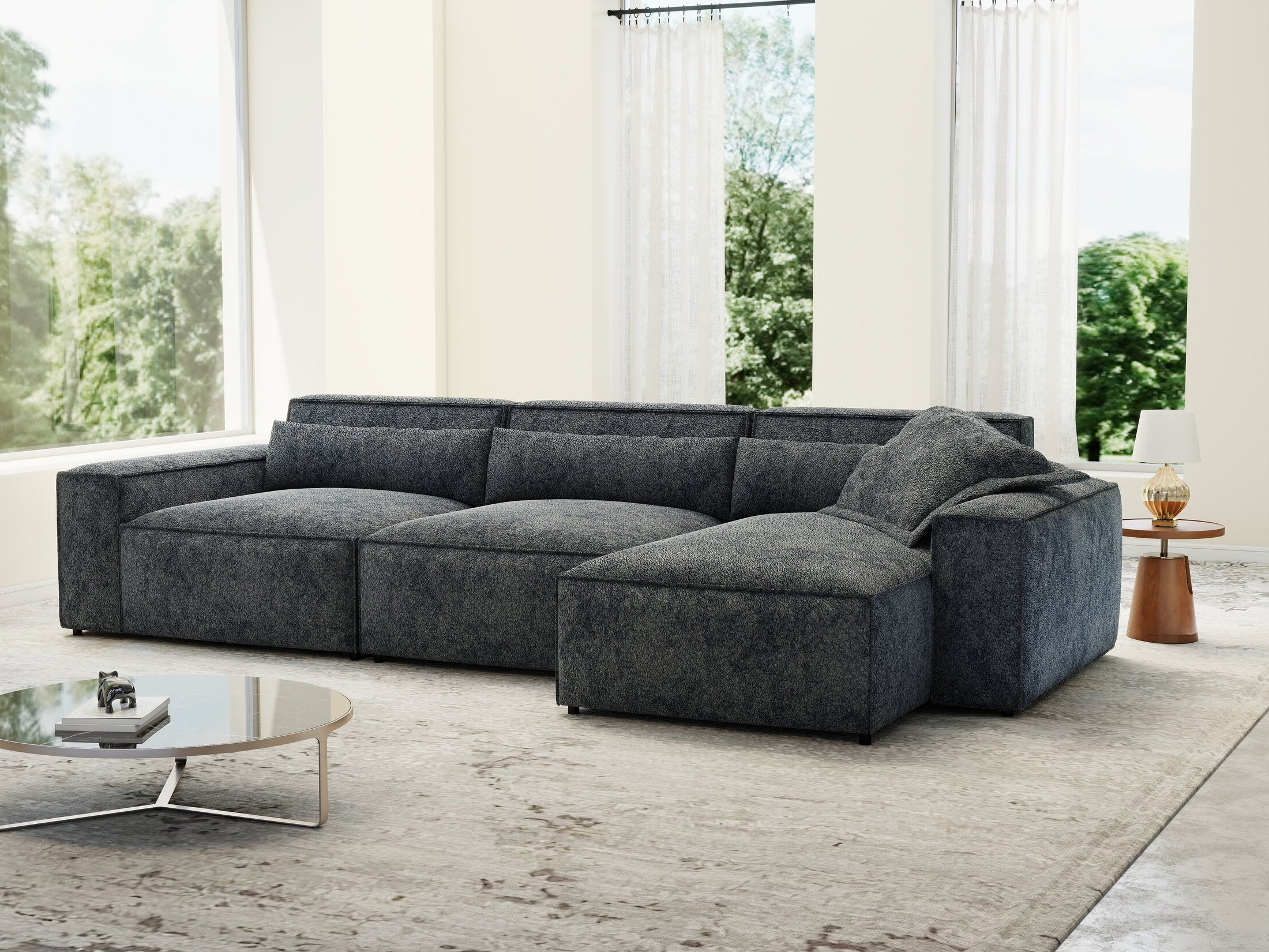 Colțar dumonde cu sezut confortabil din spuma HR, Marvelo XL Euphoria Gri Grafit 366x175 cm II