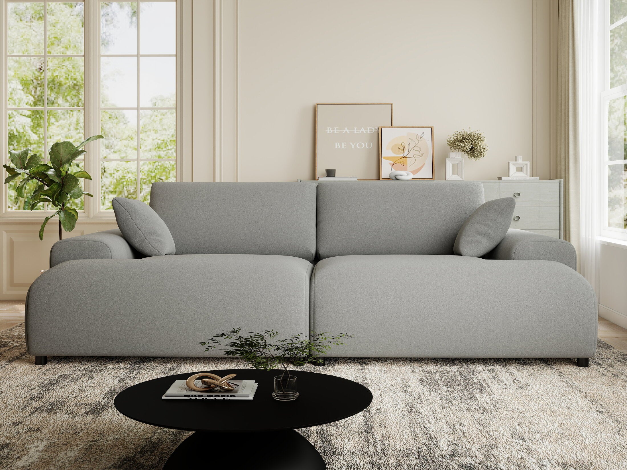 Canapea dumonde cu sezut confortabil din spuma HR, Hudson Royal Gri 237x144 cm