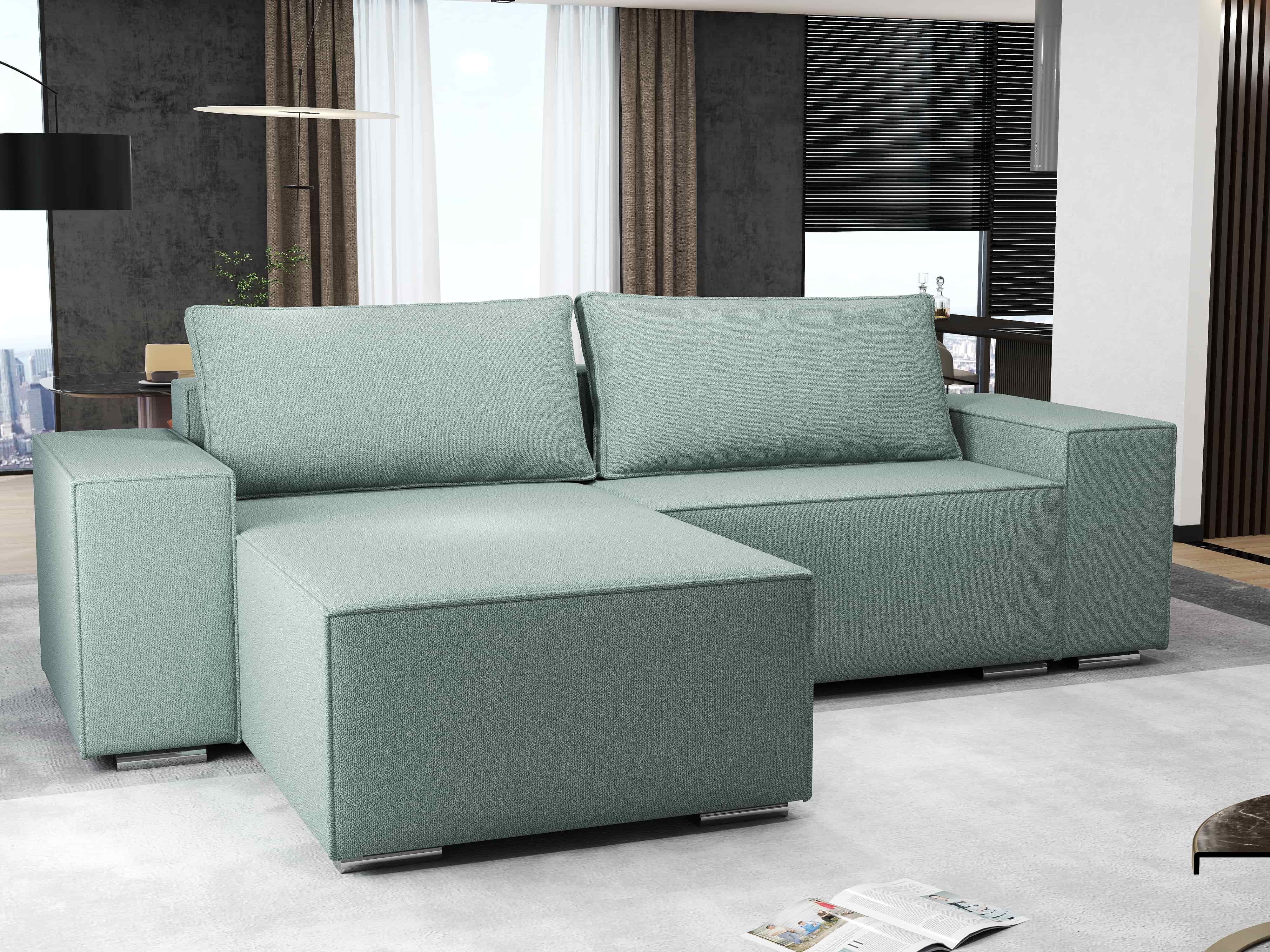 Colțar extensibil dumonde cu ladă de depozitare si sezut confortabil din spuma HR, Dream Enjoy Verde Mint 290x185 cm Fabrica