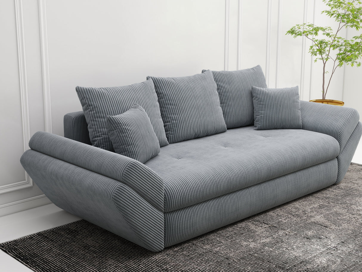 Canapea extensibilă dumonde cu ladă de depozitare si sezut confortabil din spuma HR, Loana Zoom Grey Mint 250x100 cm Fabrica