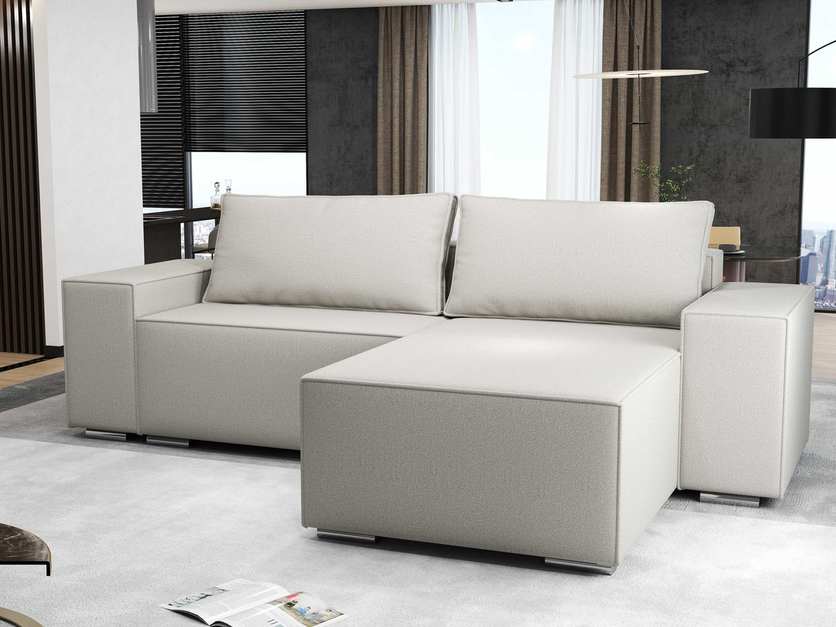 Colțar extensibil dumonde cu ladă de depozitare si sezut confortabil din spuma HR, Dream Enjoy Bej 290x185 cm II Fabrica